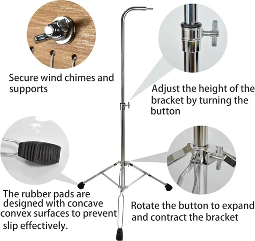 Miniatura 4 de TNZMART Campanillas de viento de una fila con soporte de trípode de 25 tonos y 36 tonos, con altura ajustable, campana de instrumentos de percusión