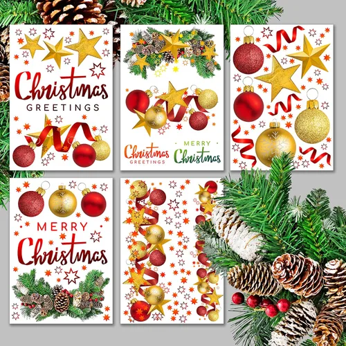 HANATABA - Paquete de papel de decoupage (15 hojas de 8 x 11 pulgadas), adornos de felicitaciones de Navidad HANATABA vintage, estilo Art Deco, para