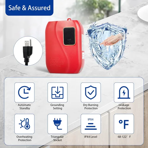 Miniatura 2 de Calentador de agua eléctrico sin tanque, 110 V, 3000 W, agua caliente instantánea debajo del fregadero de la cocina, calentador de agua caliente