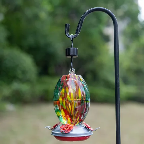 Miniatura 4 de Muse Garden Comedero de vidrio para colibríes para exteriores, comedero de colibríes de vidrio soplado de 27 onzas, regalo único para mamá y mujer