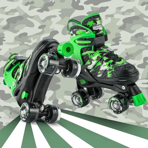 Miniatura 5 de Kuxuan Skates Patines ajustables de camuflaje para niños y niñas con ruedas iluminadas, divertidos patines iluminadores para niños, niñas y jóvenes