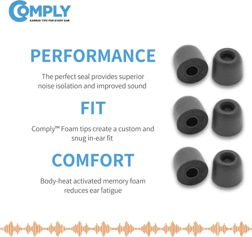 Miniatura 3 de Comply Serie 167 Core Reemplazo de espuma viscoelástica IEM para dispositivos con cable Sennheiser y más Aislamiento de ruido superior, máxima