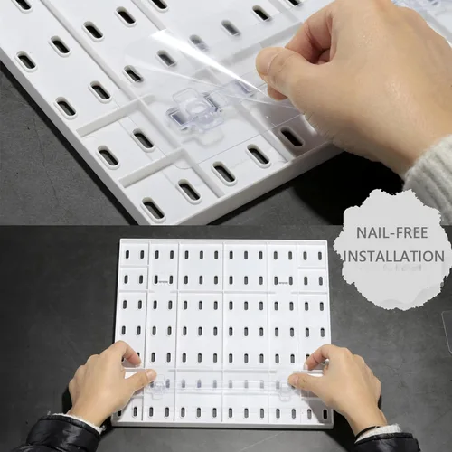 Miniatura 5 de MULSAME Kit combinado de tablero de clavijas, juego de almacenamiento montado en la pared con 4 tableros de clavijas y 14 accesorios para colgar