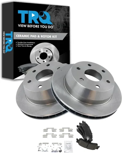 Miniatura 119 de TRQ Kit de rotor de freno trasero y pastillas de cerámica Posi premium compatible con camioneta Chevy GMC