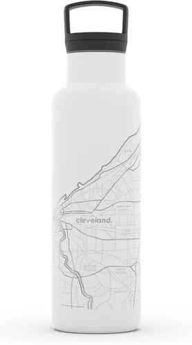 Miniatura 59 de Well Told Botella de agua aislada con mapa de Washington DC grabado, botella de acero inoxidable grabada (21 onzas, blanco) botella aislada de mapa