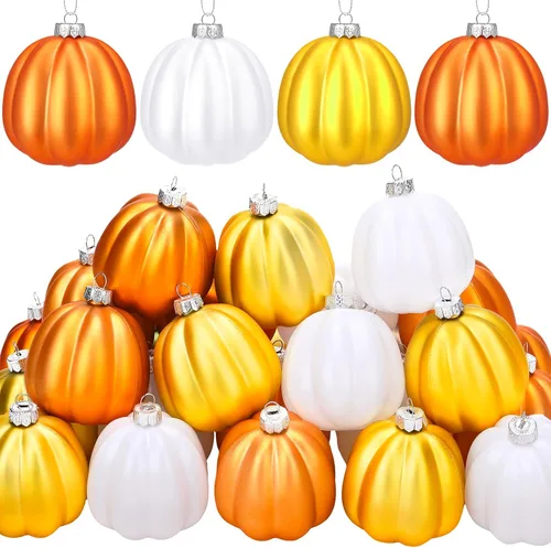 Miniatura 9 de Tigeen 12 adornos colgantes de calabaza de Acción de Gracias, mini calabaza, adornos colgantes de árbol, decoraciones de bolas para árbol, fiesta