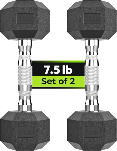 Miniatura 23 de HANDBODE Juego de 2 mancuernas hexagonales de 2.5 a 65 libras con revestimiento de goma, mancuernas para ejercicio y fitness, peso de mano
