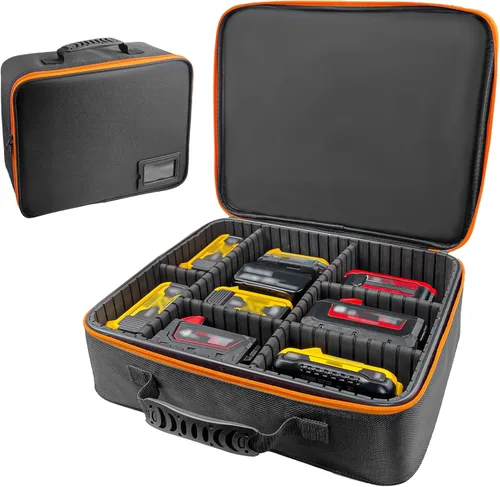 Estuche de transporte de batería de herramientas rígidas extra grande compatible con Dewalt/Milwaukee/Makita 20V/60V/12V/18V Batería y cargador,