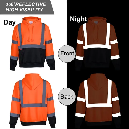 Miniatura 4 de ProtectX Hi Vis - Sudadera con capucha para hombres y mujeres, de alta visibilidad, reflectante, con bolsillos, para construcción, trabajo, clase 3