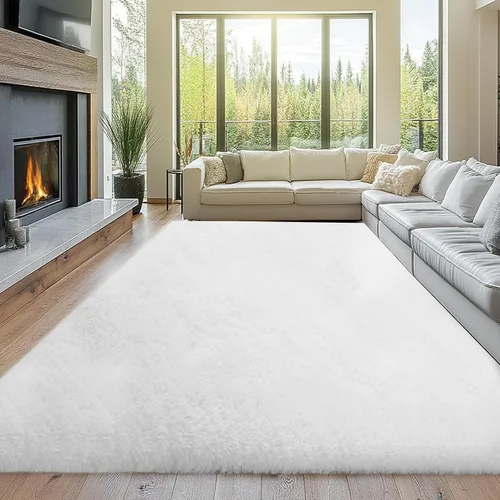Miniatura 12 de Topmaxcs Alfombra de Área de Pelo Largo Negro para Dormitorio: 8x10 Alfombras de Área de Pelo Largo Esponjosas para Sala de Estar- Alfombras