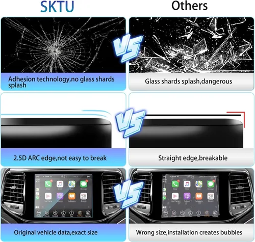 Miniatura 6 de SKTU Protector de pantalla para Jeep Grand Cherokee 2014-2021 Grand Cherokee 8.4 pulgadas navegación 2021 Grand Cherokee Accesorios vidrio templado