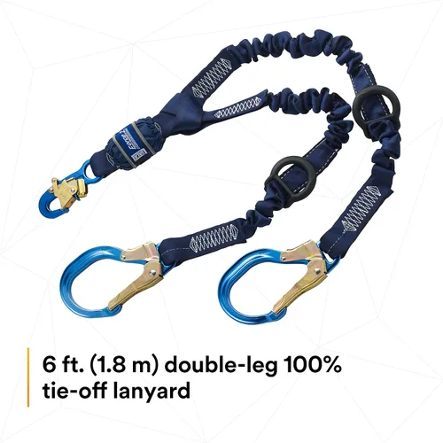 Miniatura 3 de 3M DBI-SALA 6' EZ-Stop 34" tela de poliéster doble pierna 100% cordón de absorción de golpes con gancho de cierre automático en cada extremo