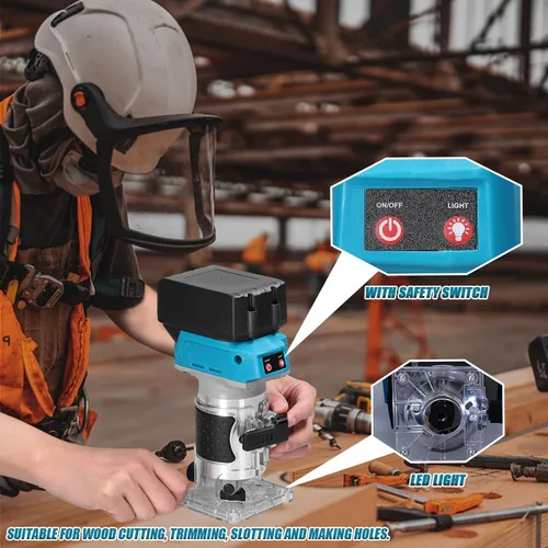 Miniatura 3 de Weytoll 18V 18000RPM Perfiladora sin escobillas, 6.35mm de diámetro de recorte, perfiladora de palma inalámbrica, perfiladora de madera, con 6