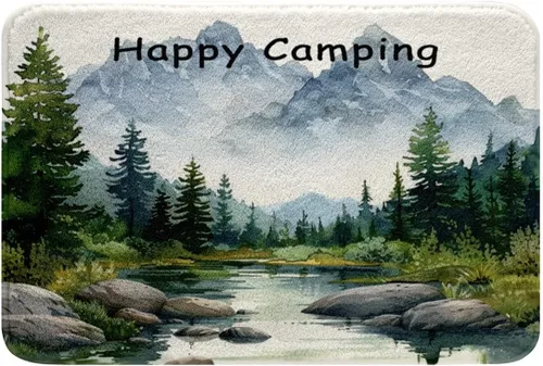 Miniatura 30 de Erosebridal Happy Camping - Tapete de baño para cámper, autocaravana, auto, alfombra de baño marrón de granja 3D, alfombra de baño con patas