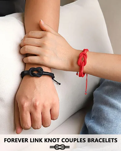 Miniatura 2 de Eryuor Pinky - Pulseras de nudo de promesa, regalos para parejas, Navidad, aniversario, día de San Valentín, regalos para hombres, mujeres, novio
