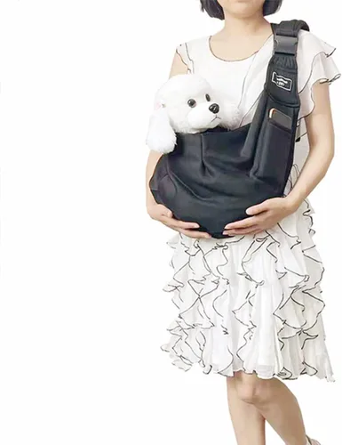 Miniatura 8 de Cabestrillo reversible para mascotas pequeñas, perros y gatos, envoltura de hasta 12 libras, manos libres, para cachorros, para exteriores, Negro