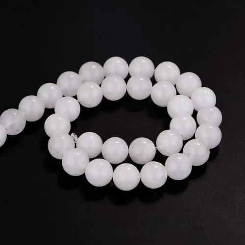 Miniatura 4 de Youngbling Cuentas de piedras preciosas naturales para la fabricación de joyas, cuentas redondas pulidas de jade blanco de 0.394 pulgadas, piedra