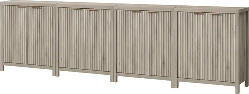 Miniatura 15 de Oakham Home Oxford - Armario de almacenamiento, aparador acanalado con estantes ajustables, consola moderna de acento Credenza, juego de 4