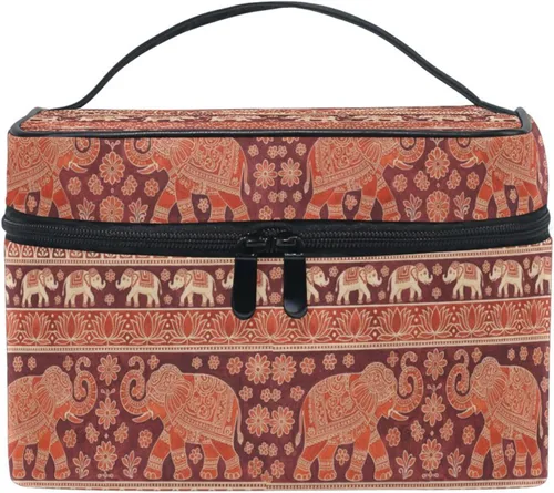 Miniatura 19 de Bolsa de maquillaje, bolsa organizadora de maquillaje de viaje con estampado de leopardo rosa, neceser para niñas, mujeres y mujeres, Geométrico 115