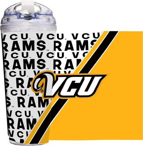 Miniatura 111 de Rico Industries Taza acrílica NCAA estándar de 24 onzas con tapa con bisagra, taza de doble pared oficialmente licenciada con pajita
