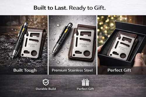 Miniatura 8 de Regalos para hombres: bolígrafo multiherramienta 6 en 1 y juego de herramientas para tarjetas 11 en 1, accesorios geniales para hombres, regalos
