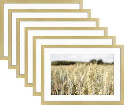 Miniatura 55 de Golden State Art, juego de marcos para pared de galería de 6 - Marcos de aluminio negro de 5x7 con alfombrilla para fotos de 4x6 - Marco de metal