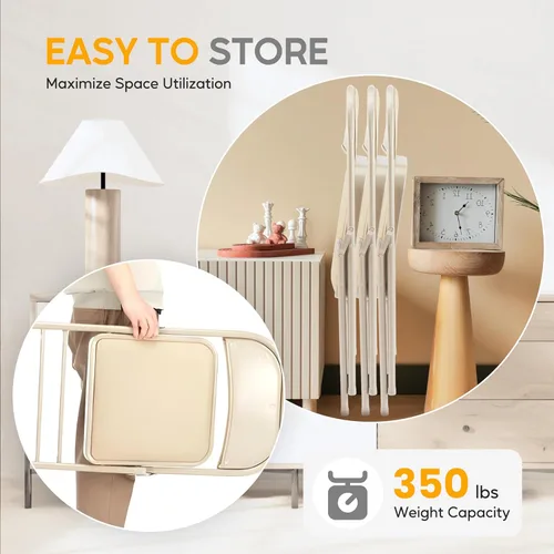 Miniatura 5 de HealSmart Paquete de 2 sillas plegables con asientos acolchados de cuero, marco de metal resistente, diseño portátil apilable para uso en interiores