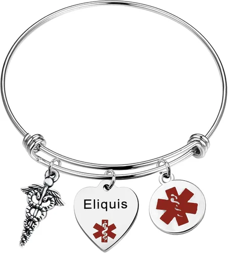 KEYCHIN Pulsera de acero de grado quirúrgico con alerta médica para hombres y mujeres, epilepsiaanticoagulante de la sangre SOS pulseras médicas de