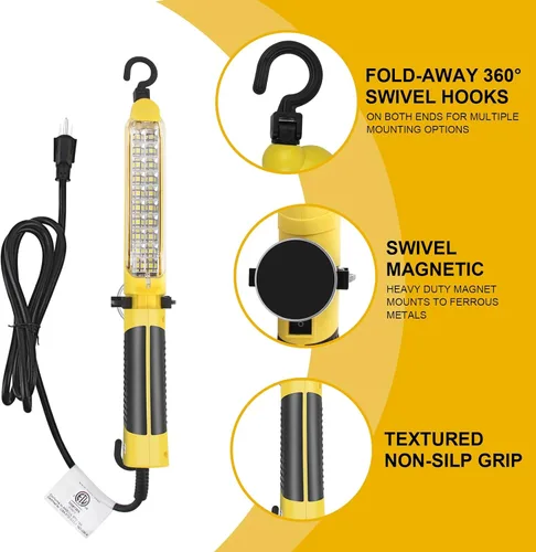 Miniatura 4 de Luz LED de Trabajo con Fuente de Luz LED COB Súper Brillante de 20, Luces de Trabajo Portátiles con Cable con Imán Fuerte, Gancho Giratorio Doble
