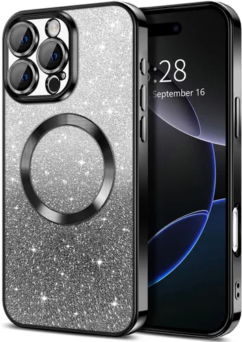 Miniatura 127 de Hython Funda para iPhone 13 Pro transparente con purpurina magnética [compatible con MagSafe] Protector completo de lente de cámara delgado