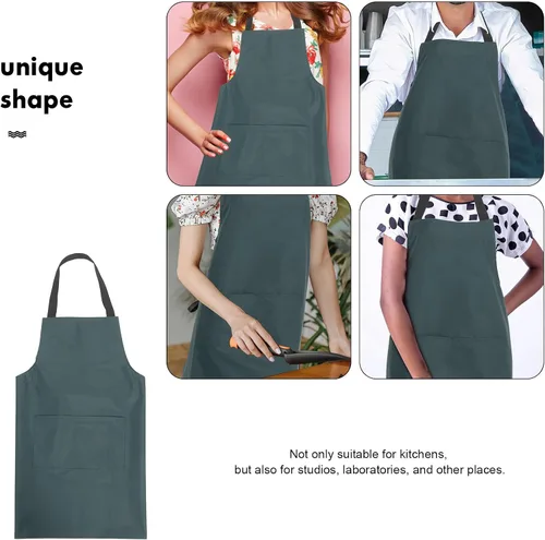Miniatura 9 de BESPORTBLE Waterproof Kitchen Apron Men and Women Pvc Oil-resistant Cooking Apron Dark Green Utensil Washing Home and Professional Use