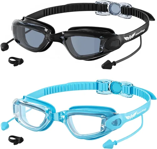 Miniatura 13 de Paquete de 2 gafas de natación sin fugas, antivaho y UV, gafas de natación para adultos, hombres y mujeres, lentes de policarbonato con espejo HD