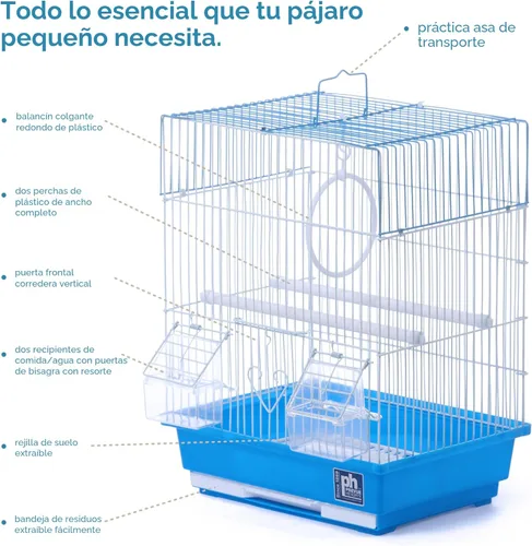 Miniatura 4 de Prevue Pet Products - Jaula cuadrada para pájaros con asa para periquitos - Transportador para el hogar o viajes, accesorios para pájaros pequeños