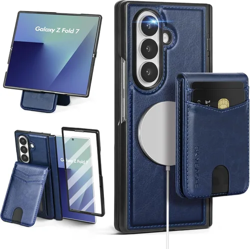 Miniatura 9 de SkyEagle Funda Cartera magnética desmontable compatible con Magsafe para Samsung Galaxy Z Fold 7 con tarjetero Protector de pantalla integrado