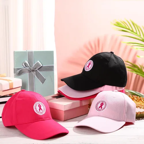 Miniatura 7 de 24 sombreros de concientización sobre el cáncer de mama, gorras de béisbol de cinta rosa a granel, gorra de béisbol ajustable, sombrero de algodón