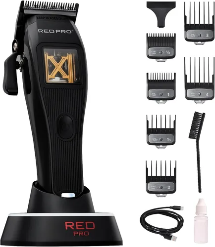 RED Pro X-King - Cortapelos inalámbrico para corte de cabello para hombres, motor vectorial fuerte y rápido, hoja recubierta de carbono DLC tipo