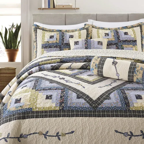 Miniatura 4 de L'IRISDOM Juego de ropa de cama Queen 100% algodón, colcha de retazos bohemios, colcha acolchada para todas las estaciones