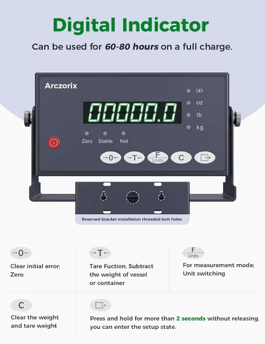 Miniatura 2 de 48"x 60" 10000Lbs Arczorix Industrial Floor Scale, Precision Pallet Scale with Digital Indicator, Heavy Duty Weighing Scale for Floor Bench Office