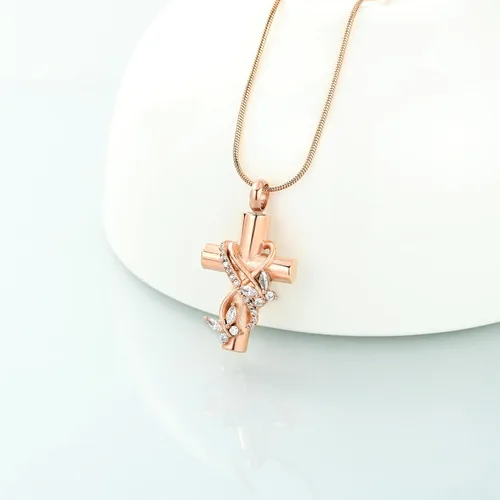 Miniatura 32 de Imrsanl Collar de urna de cruz de mariposa para cenizas, hombres y mujeres, joyería de cremación, colgante de cenizas para cenizas conmemorativas