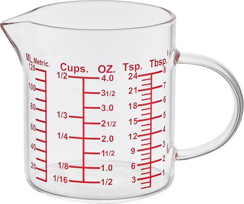 Miniatura 11 de Ackers BORO3.3 Taza medidora de vidrio - [Asa aislada Boca en forma de V] - Hecha de vidrio de borosilicato de alta calidad, taza medidora