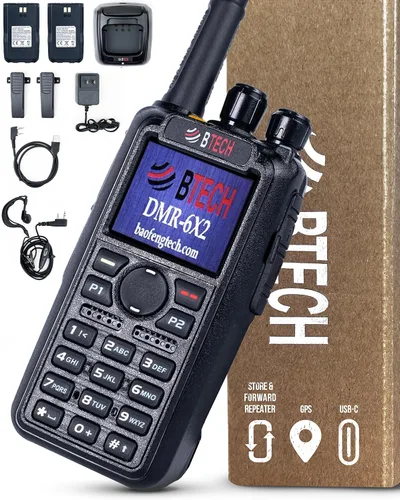 Miniatura 9 de BTECH DMR-6X2 PRO DMR y radio analógica bidireccional (Bluetooth + GPS) Batería USB-C - 7W VHF/UHF (136-174MHz y 400-480MHz), cifrado, alias