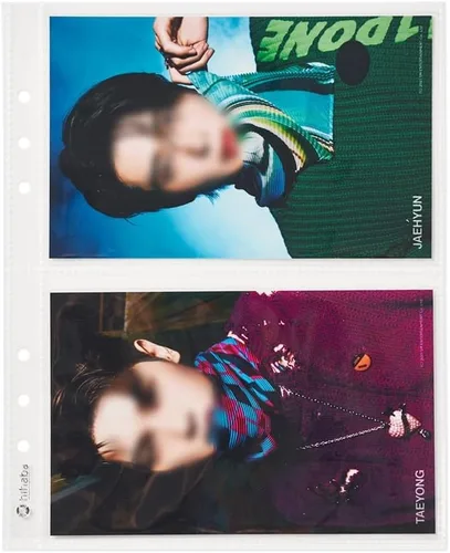 Fundas de bolsillo transparentes A5 (10 páginas), páginas de repuesto para álbum de fotos para carpeta de 6 anillas (anchas), doble cara, 2