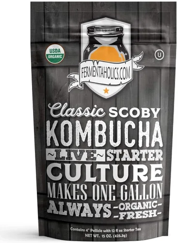 Miniatura 4 de Kombucha Essentials Kit – Incluye Kombucha Orgánica USDA SCOBY + tarro de fermentación de vidrio de 1 galón con cubierta transpirable + tiras de pH