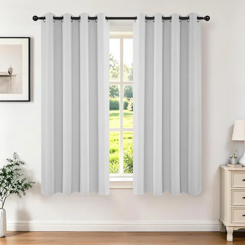 Miniatura 41 de Joydeco - Juego de 2 paneles de cortinas opacas de 63 pulgadas, 2 cortinas largas con aislamiento térmico burg, cortinas de oscurecimiento