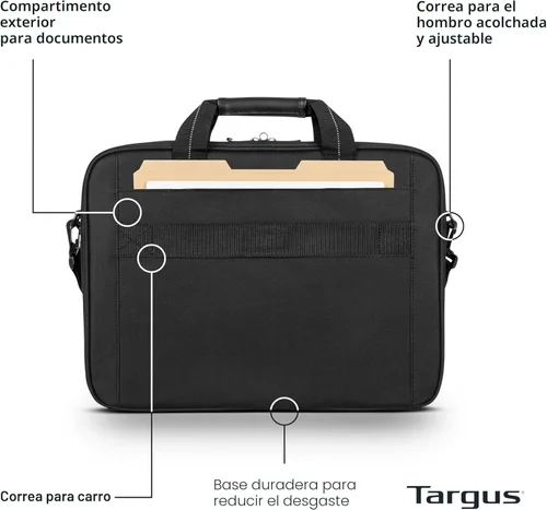 Miniatura 4 de Targus Classic Slim Laptop Bag - Ergonomic Briefcase and Messenger Bag - Spacious Foam Padded for Laptops and Under Negro