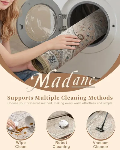 Miniatura 124 de Madane Tapete lavable de 2 x 10 pies para pasillo, cocina, recibidor, clásico, suave, antideslizante para interiores, casa de campo, baño, sala