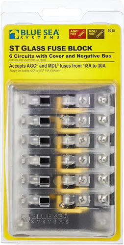 Miniatura 2 de Blue Sea Systems Bloque de fusibles 5015 AGC 6-CIR con tierra, 3.5 x 5.0 pulgadas