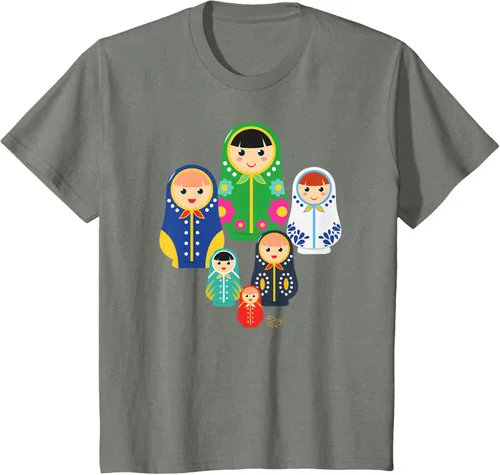 Miniatura 69 de Matryoshka Russian Nesting Dolls, Rusia - Camiseta de regalo, Azul / Patchwork, S