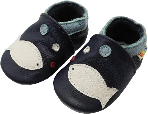 Miniatura 3 de YALION Mocasines para bebés y niñas, zapatos de cuero de suela suave, antideslizantes, zapatos de cuna para bebés precaminantes