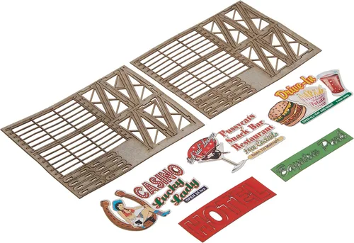 Bachmann Industries - Kit de cartelera para exteriores con corte láser (paquete de 4)